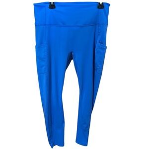 All In Motion Blue Leggings With Light Compression , Ribbing & Pockets